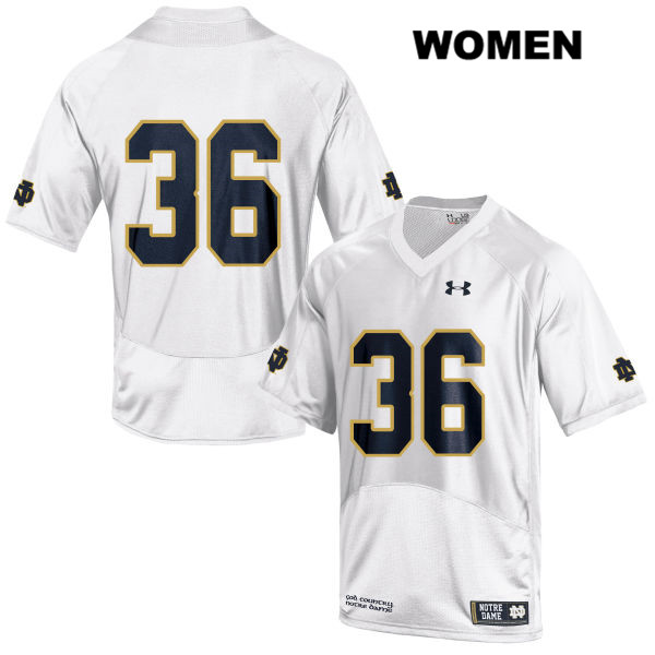 Women's NCAA Notre Dame Fighting Irish #36 Brian Ball Stitched College Under Armour Authentic White No Name Football Jersey NV10D35NA